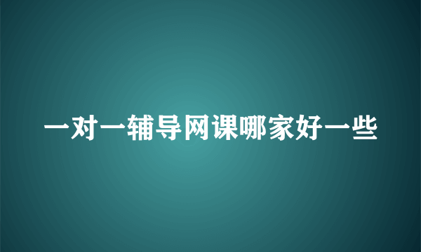 一对一辅导网课哪家好一些