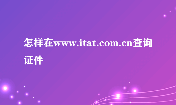 怎样在www.itat.com.cn查询证件