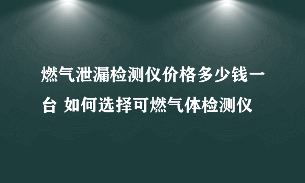 燃气泄漏检测仪价格多少钱一台 如何选择可燃气体检测仪