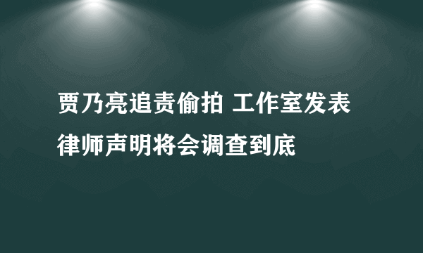 贾乃亮追责偷拍 工作室发表律师声明将会调查到底