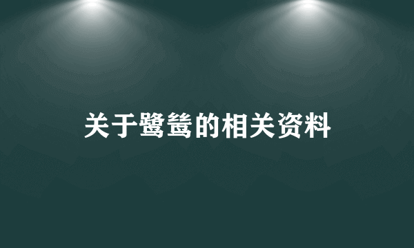 关于鹭鸶的相关资料