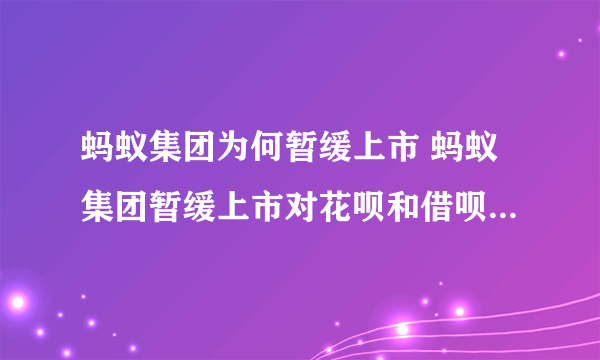 蚂蚁集团为何暂缓上市 蚂蚁集团暂缓上市对花呗和借呗有何影响