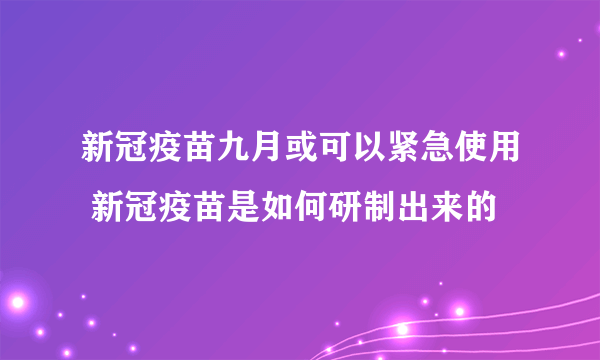 新冠疫苗九月或可以紧急使用 新冠疫苗是如何研制出来的