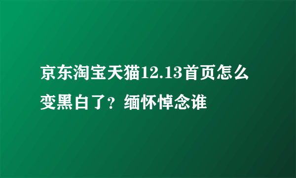 京东淘宝天猫12.13首页怎么变黑白了？缅怀悼念谁