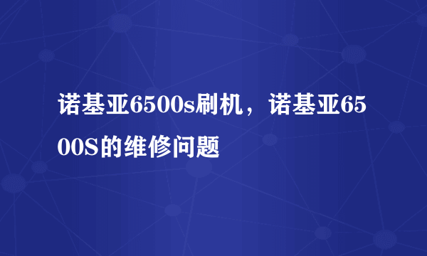 诺基亚6500s刷机，诺基亚6500S的维修问题