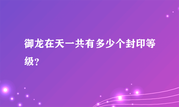 御龙在天一共有多少个封印等级？