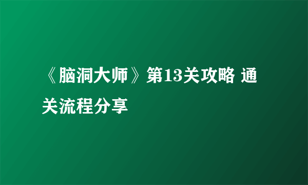 《脑洞大师》第13关攻略 通关流程分享