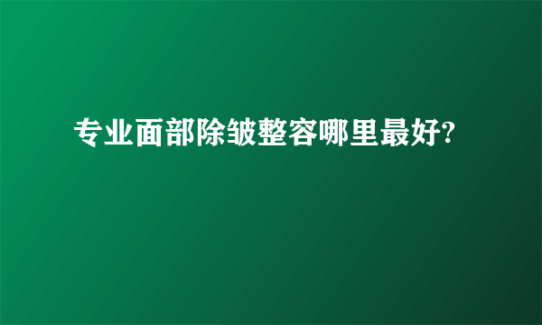 专业面部除皱整容哪里最好?