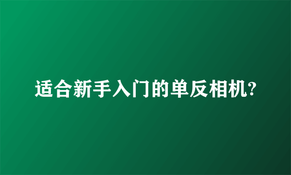 适合新手入门的单反相机?