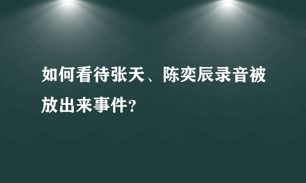 如何看待张天、陈奕辰录音被放出来事件？