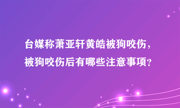 台媒称萧亚轩黄皓被狗咬伤，被狗咬伤后有哪些注意事项？