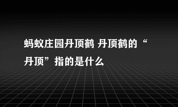 蚂蚁庄园丹顶鹤 丹顶鹤的“丹顶”指的是什么