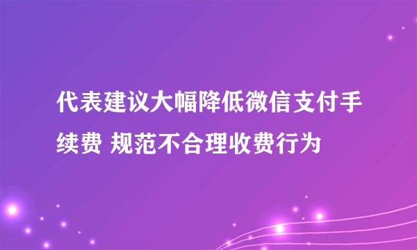 代表建议大幅降低微信支付手续费 规范不合理收费行为