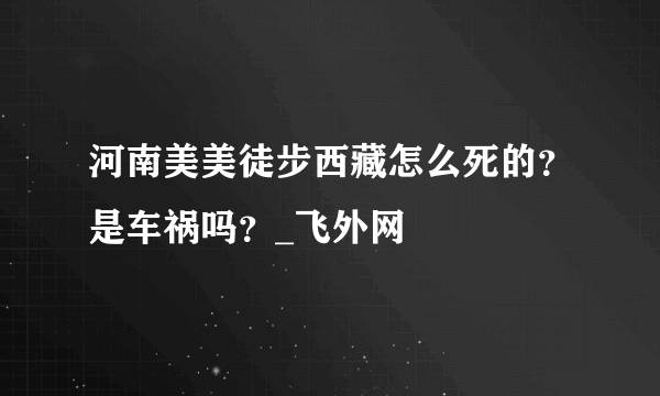 河南美美徒步西藏怎么死的？是车祸吗？_飞外网