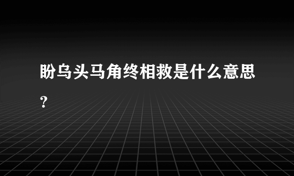 盼乌头马角终相救是什么意思？