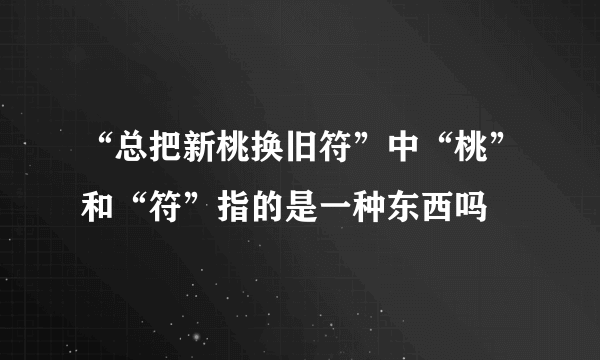 “总把新桃换旧符”中“桃”和“符”指的是一种东西吗