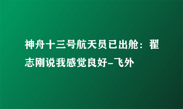 神舟十三号航天员已出舱：翟志刚说我感觉良好-飞外