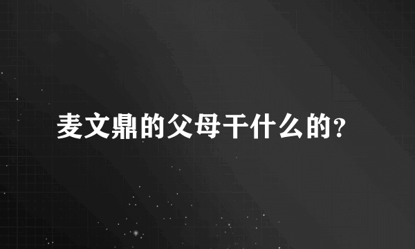 麦文鼎的父母干什么的？