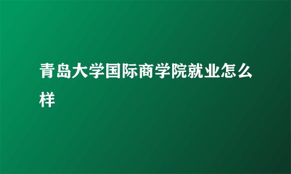 青岛大学国际商学院就业怎么样