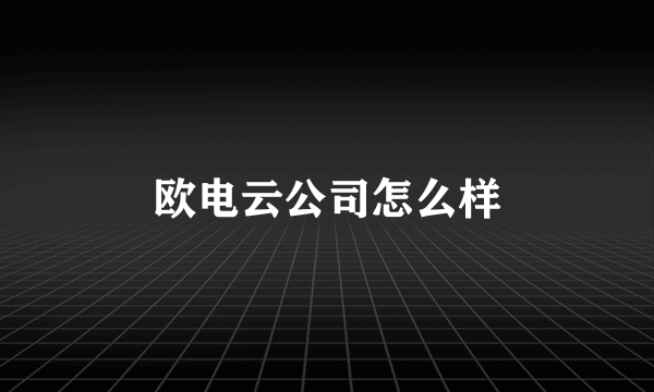 欧电云公司怎么样