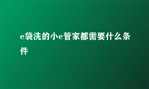 e袋洗的小e管家都需要什么条件