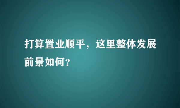 打算置业顺平，这里整体发展前景如何？