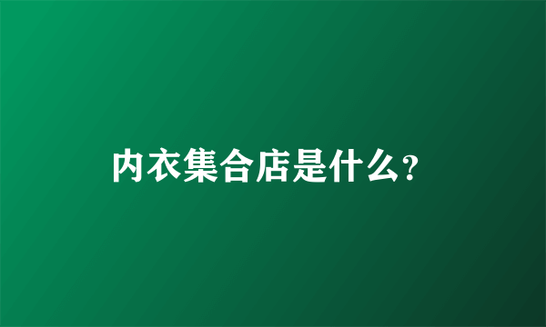 内衣集合店是什么？