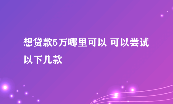 想贷款5万哪里可以 可以尝试以下几款