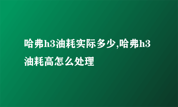 哈弗h3油耗实际多少,哈弗h3油耗高怎么处理