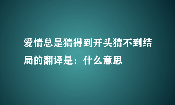 爱情总是猜得到开头猜不到结局的翻译是：什么意思