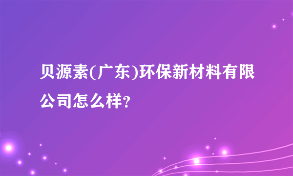 贝源素(广东)环保新材料有限公司怎么样？