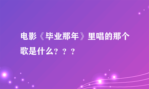 电影《毕业那年》里唱的那个歌是什么？？？