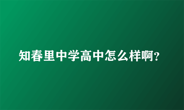 知春里中学高中怎么样啊？