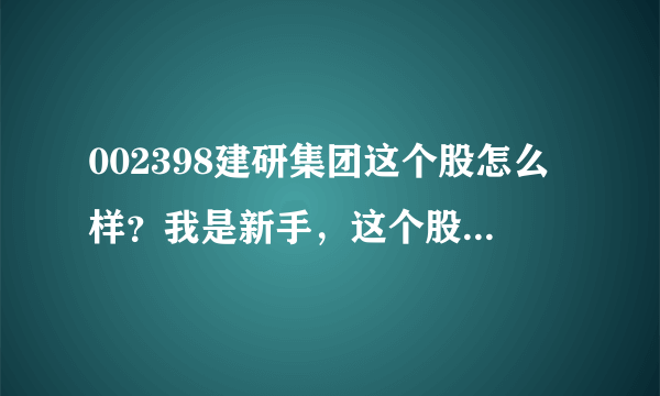 002398建研集团这个股怎么样？我是新手，这个股可以买吗？