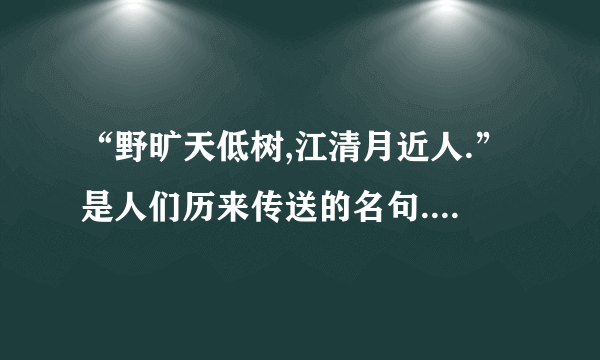 “野旷天低树,江清月近人.”是人们历来传送的名句.这两句诗好就好在诗人写景时用了两个很恰当的字,即“（ ）”和“（ ）”