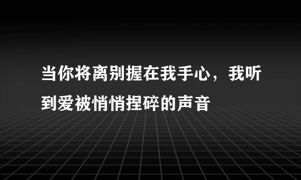 当你将离别握在我手心，我听到爱被悄悄捏碎的声音