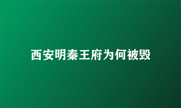 西安明秦王府为何被毁