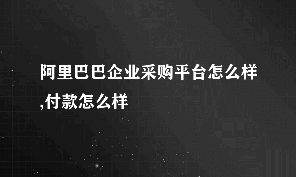 阿里巴巴企业采购平台怎么样,付款怎么样