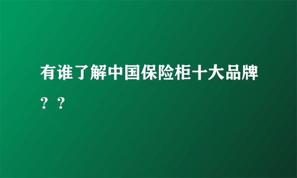 有谁了解中国保险柜十大品牌？？