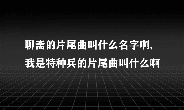 聊斋的片尾曲叫什么名字啊,我是特种兵的片尾曲叫什么啊