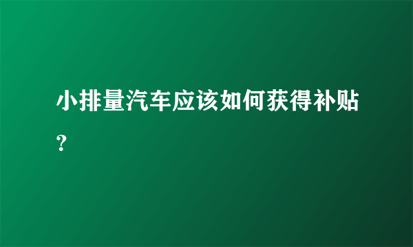 小排量汽车应该如何获得补贴？