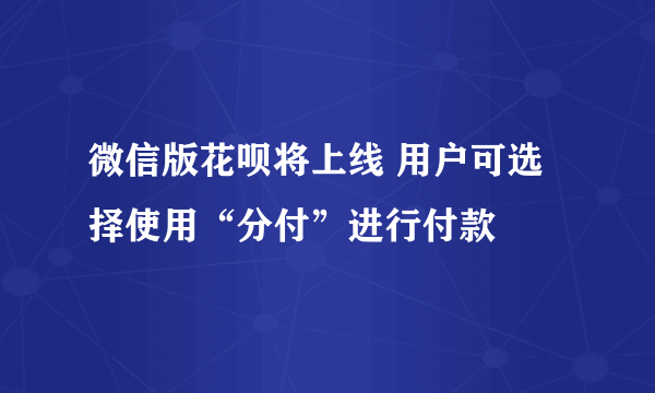 微信版花呗将上线 用户可选择使用“分付”进行付款