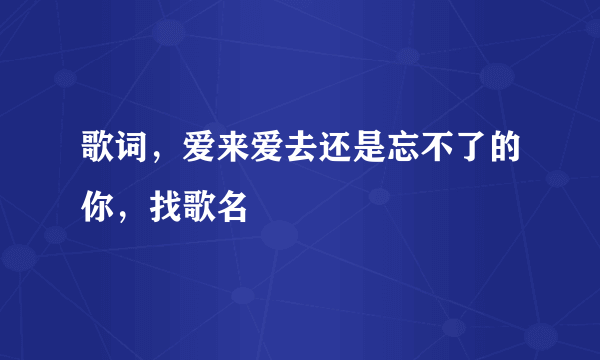 歌词，爱来爱去还是忘不了的你，找歌名