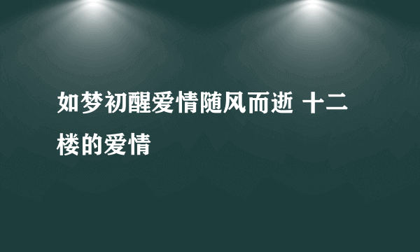 如梦初醒爱情随风而逝 十二楼的爱情