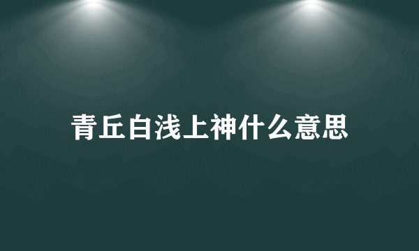 青丘白浅上神什么意思