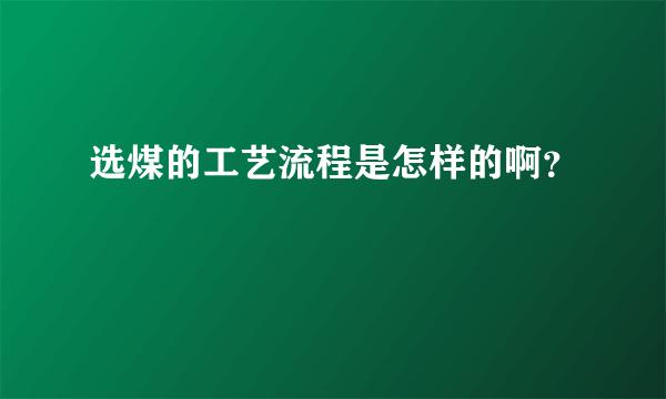 选煤的工艺流程是怎样的啊？