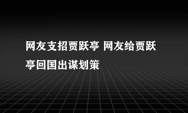 网友支招贾跃亭 网友给贾跃亭回国出谋划策