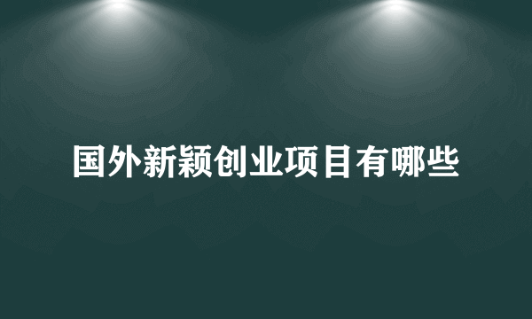 国外新颖创业项目有哪些