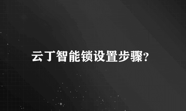 云丁智能锁设置步骤？