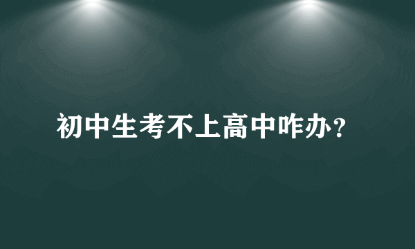 初中生考不上高中咋办？